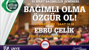 ÜNYE BELEDİYESİ'NDEN "BAĞIMLI OLMA ÖZGÜR OL" SEMİNERİ"