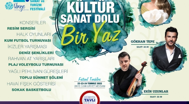 ÜNYE'DE KÜLTÜR, SANAT ve EĞLENCE DOLU BİR YAZ BAŞLIYOR