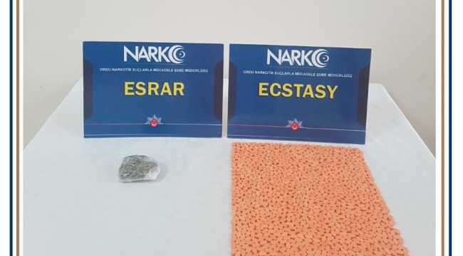 ORDU'DA ÇOK SAYIDA ECSTASY ELE GEÇİRİLDİ