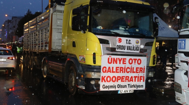 ÜNYE'DEN ELBİSTAN'A İŞ MAKİNASI VE AŞÇI DESTEĞİ