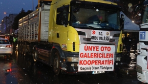 ÜNYE'DEN ELBİSTAN'A İŞ MAKİNASI VE AŞÇI DESTEĞİ