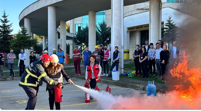 ÜNYE DEVLET HASTANESİ'NDE YANGIN TATBİKATI