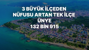 3 BÜYÜK İLÇEDEN NÜFUSU ARTAN TEK İLÇE ÜNYE