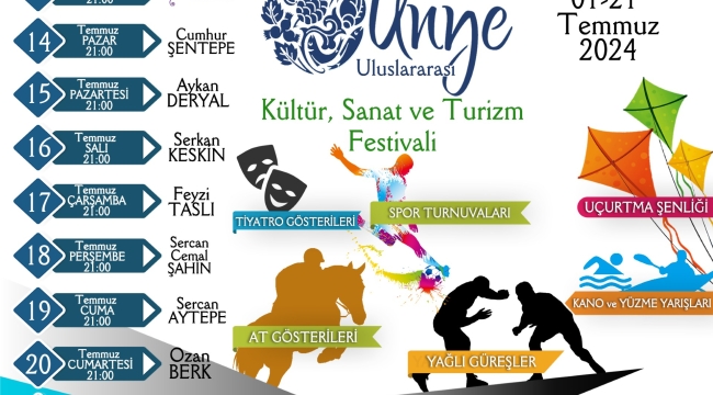 ÜNYE 23'NCÜ KÜLTÜR, SANAT VE TURİZM FESTİVALİ BAŞLIYOR