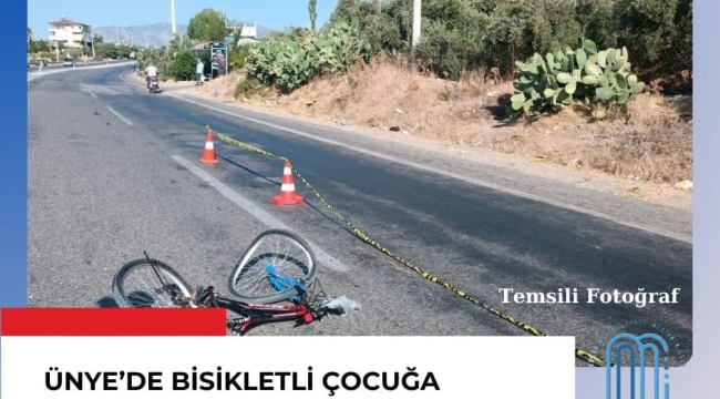 ÜNYE'DE BİSİKLETLİ ÇOCUĞA MİNİBÜS ÇARPTI