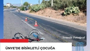 ÜNYE'DE BİSİKLETLİ ÇOCUĞA MİNİBÜS ÇARPTI