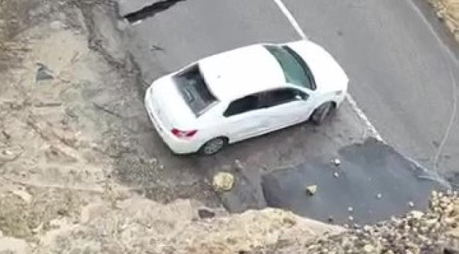 Heyelan Bölgesinde Kaza: Otomobil Heyelan Alanına Uçtu