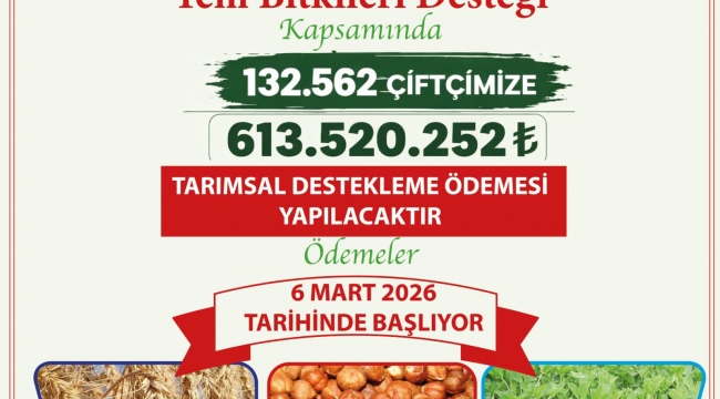 Tarım ve Orman Bakanlığı'ndan Çiftçilere Tarımsal Destekleme Ödemesi