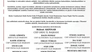 Ordu'dan Özgür Özel'e Tam Destek!
