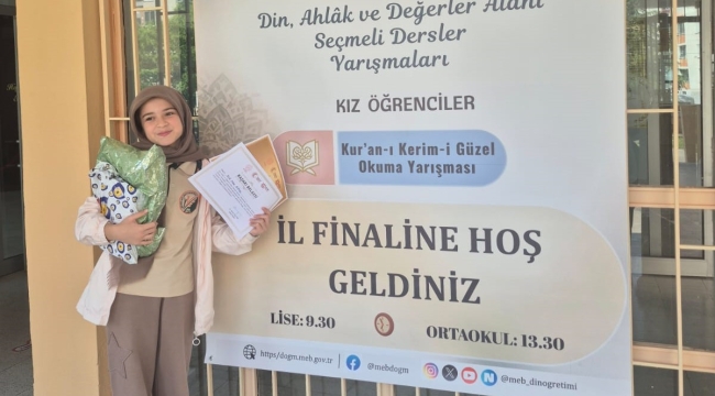 Ünyeli Elif Naz, "Kuran-ı Kerim-i En Güzel Okuma" Yarışmasında Ordu 3.'sü Oldu