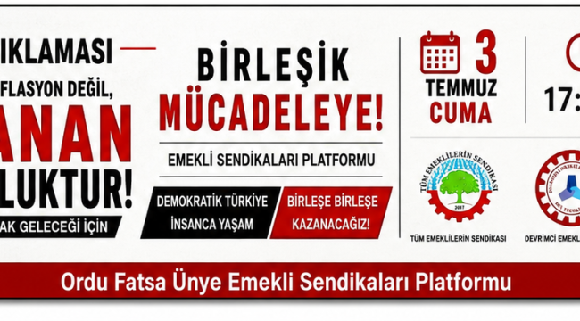 Emekli Sendikalarından Ünye'de Ortak Basın Açıklaması Çağrısı